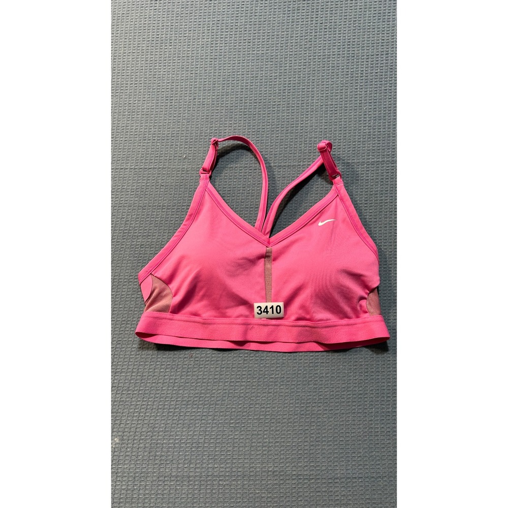 Nike Sports Bra Womens L Pink Dri-FIT V-Neck Racerback DD1197-666